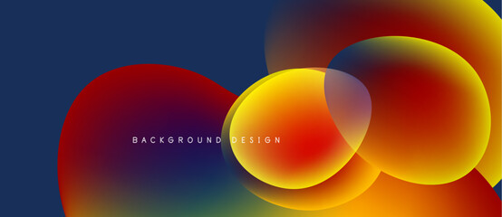 Abstract colorful shapes overlap. Gradient hues blend, creating dynamic visual effect. Modern design suitable for backgrounds.