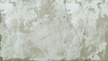Fototapeta premium Distressed pale gray concrete wall featuring cracks, imperfections, and faded layers of old paint for use as a textural background element