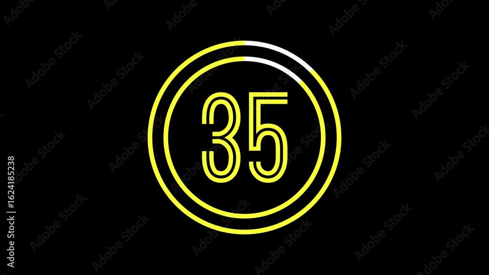 Poster 40-second double ring countdown timer with thin, rounded outline font in yellow on black background.