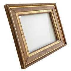 Vintage empty photo frame with adhesive tape png transparent background image classic photo holder png nostalgic photography accessory isolated vintage design png adhesive tape detail png