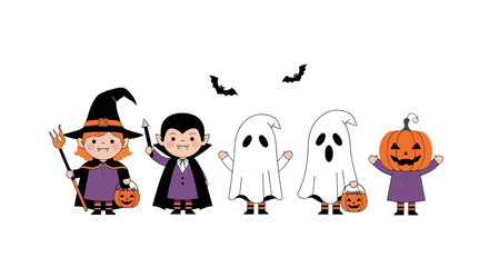 Halloween Cartoon Parade: Cute Kids in Costume