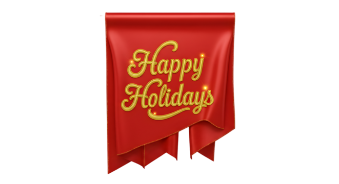 Festive red banner with golden text