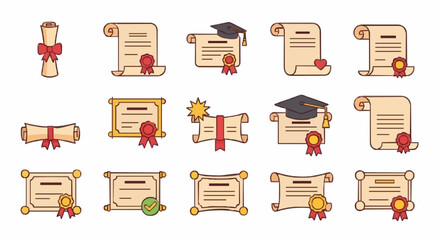 Graduation diplomas and certificates collection vector art