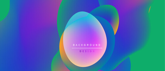 Abstract fluid shapes blend vibrant colors. Central oval displays text background design. Modern aesthetic, dynamic composition.