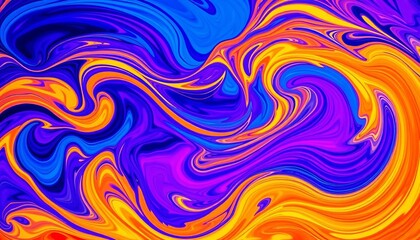 Fototapeta premium Vibrant swirls of blue, purple, yellow, and orange create a dynamic abstract composition, contemporary, color