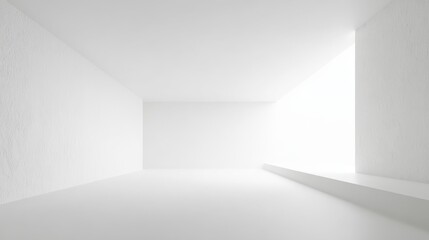 Minimalist AllWhite Interior Space with Natural Light and Textured Walls for Design Mockups