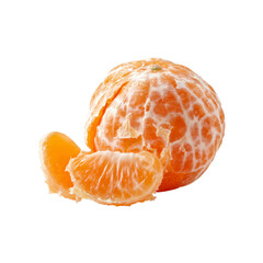 Peeled Mandarin Orange Segments with Rind on Black Background