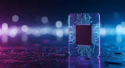 Close-up of computer circuit board. Motherboard computer chip with data and connections. Technology