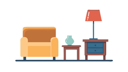 Living room furniture armchair lamp and table vector illustration interior design concept idea design