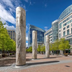 Obraz premium City Columns under Blue Sky