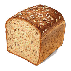 Whole wheat bread slice illustration isolated food drawing on transparent background image whole grain bread art png healthy eating concept png bakery item render