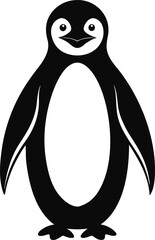Penguin Standing Upright Silhouette – Black Vector Wildlife Bird Illustration

