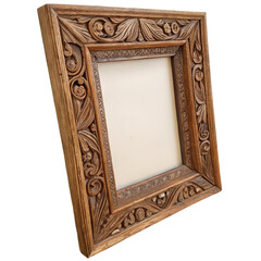 Wooden vintage frame close-up png antique decorative frame isolated png rustic wooden art png classic vintage style frame png transparent background image