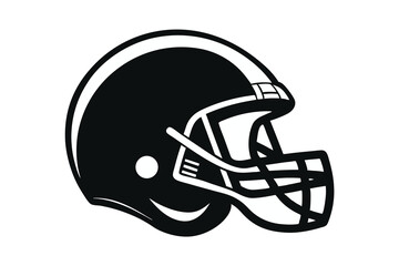 American football helmet black silhouette icon on white background