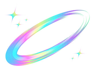 虹色に輝く流線ときらめきエフェクト素材