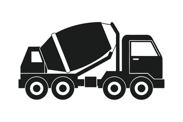 Fototapeta premium Mixer truck black silhouette vector illustration on white background