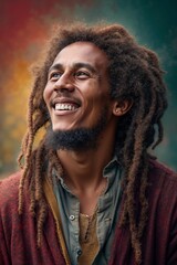 A man with dreadlocks smiles at the camera