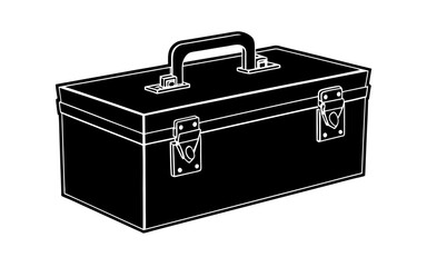 Black metal toolbox with handle container