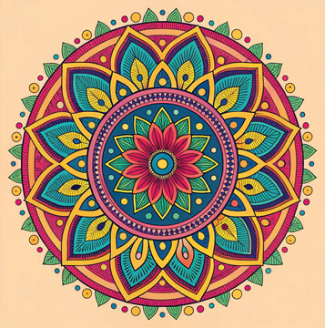 Adobe Illustrator Artwork Colourful Mandela design.	