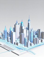 Fototapeta premium 3D city model, futuristic