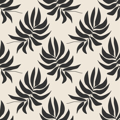 Trendy minimalist seamless botanical pattern with abstract creative hand drawn composition