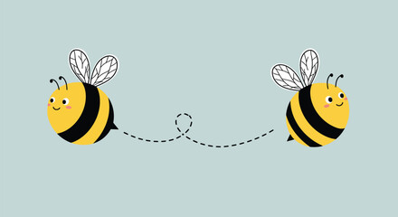 Cute bees friendship illustration