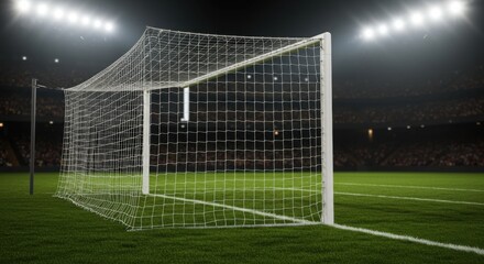 Fototapeta premium Close-up of soccer goalpost on green turf
