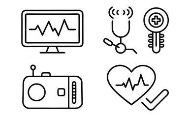 Medical Icons Heartbeat Stethoscope Monitor Radio health
