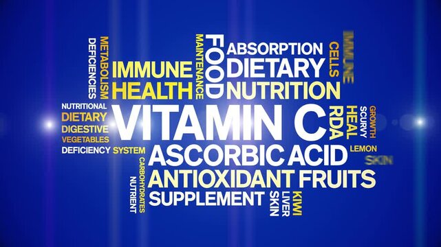 Vitamin C animated word cloud-text design animation tag kinetic typography seamless loop.