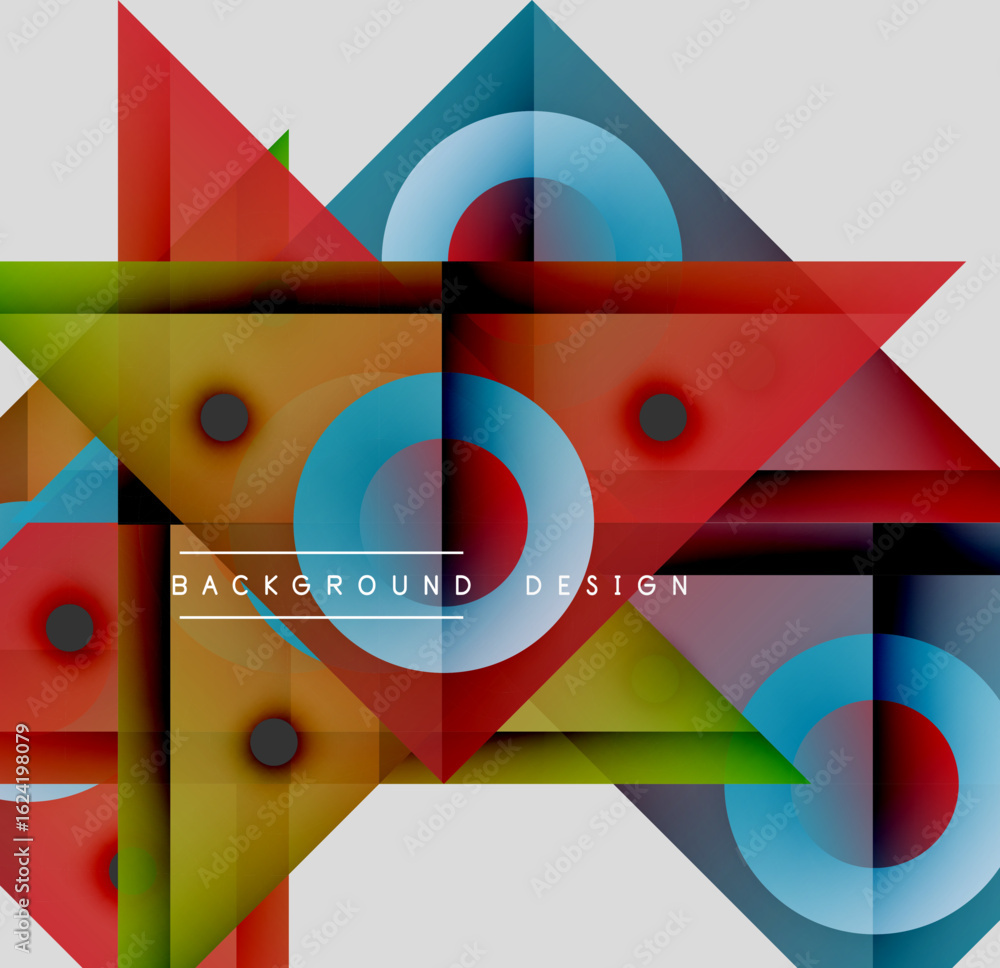Poster abstract geometric shapes overlap. vibrant colors create dynamic visual texture. modern design eleme
