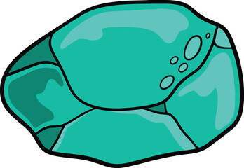  vector illustration of a blue rock with grasses
