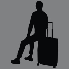 silhouette of businessman with suitcase