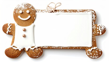 Christmas gingerbread man cookie with blank sign