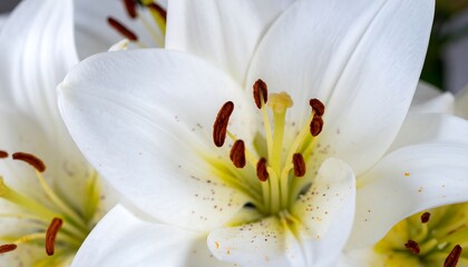 Close-up of pristine white lily petals
