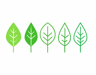 Modern green leaves icons showing growth and sustainability for eco-friendly designs and nature concepts