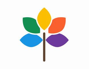 Vibrant colorful plant icon for eco friendly brand identity, modern design for sustainable projects