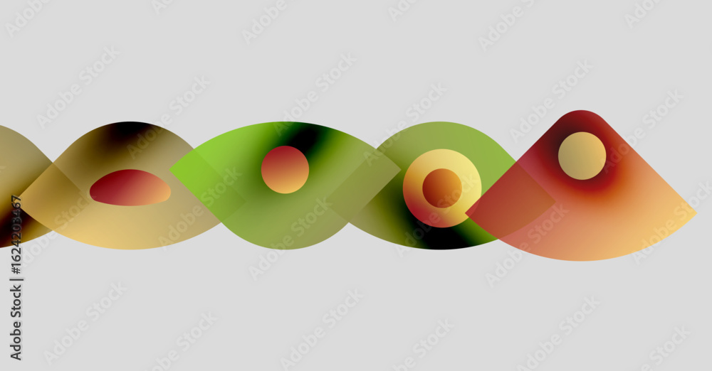 Poster abstract shapes, vibrant colors blend. geometric forms create flowing pattern, modern design element