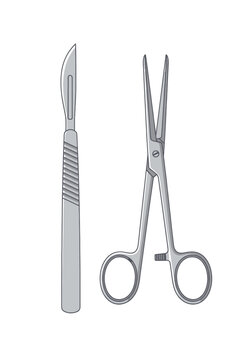 surgical tools: scalpel and scissors clip art preview