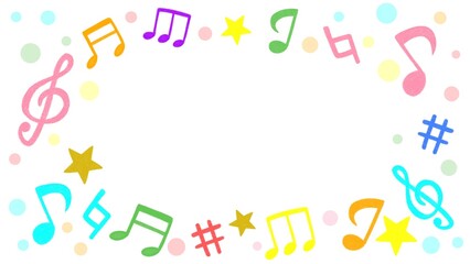 かわいい音符のカラフルイラスト