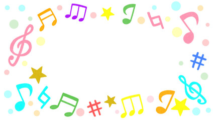 かわいい音符のカラフルイラスト