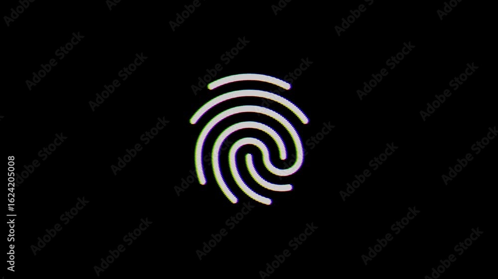 Poster glitter fingerprint icon isolated animation .finger verification icon animation .