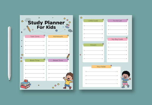 Kids Study Planner Template