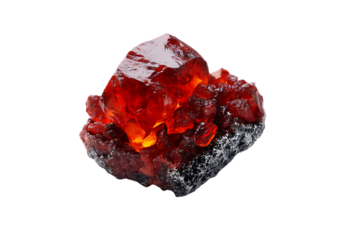 A Striking Specimen of Fiery Red Cinnabar Crystal Cluster  Isolated on transparent background, cutout	
