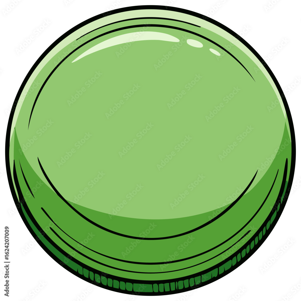 Poster stylized smooth green circle with subtle highlights and deep outline
