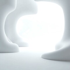 Futuristic abstract background. White and gray tone. Soft smooth of light, abstract shape, curve line, fade color gradient. Nobody empty space in modern room suit for future technology background.