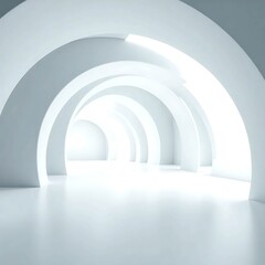 Futuristic abstract background. White and gray tone. Soft smooth of light, abstract shape, curve line, fade color gradient. Nobody empty space in modern room suit for future technology background.