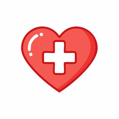 Obraz premium A stylized red heart with a white cross, representing healthcare and well-being.