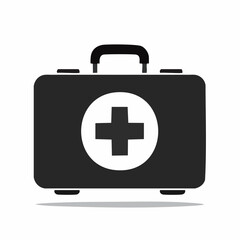 Fototapeta premium Simple black and white icon of a medical first-aid kit.