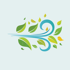 Naklejka premium Cartoon Illustration of a Cloud Blowing Autumn Leaves - AI Generated