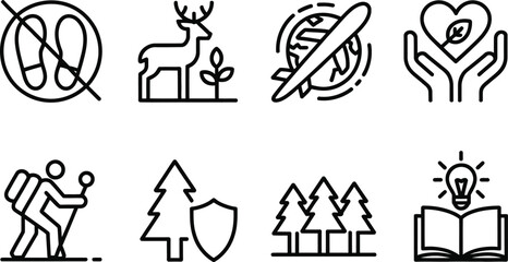 Set of Nature and Ecology Line Icons for Web and Mobile with Transparent Background